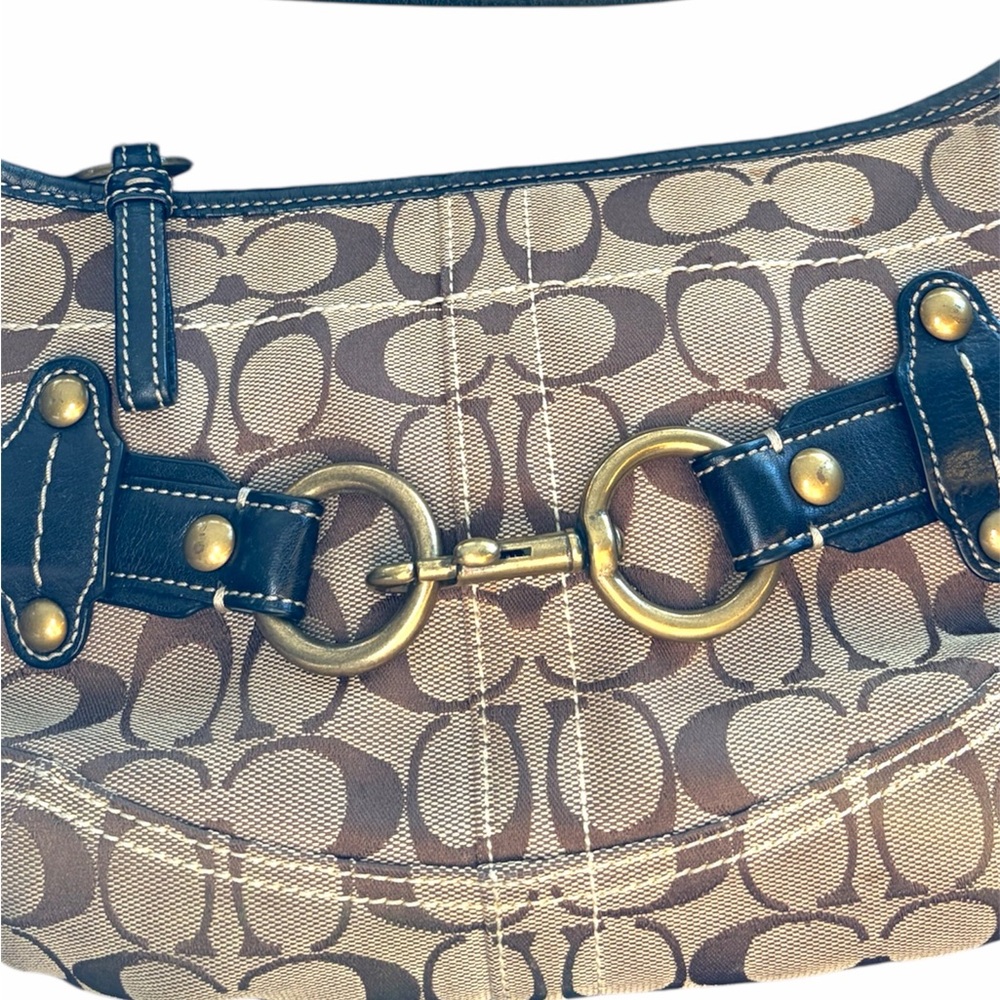 Vintage Coach Signature Brown Black Shoulder Monogrammed Ergo Hobo Bag Y2K - Picture 16 of 17